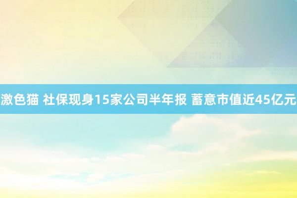 激色猫 社保现身15家公司半年报 蓄意市值近45亿元