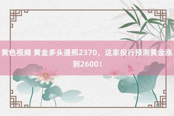 黄色视频 黄金多头遵照2370，这家投行预测黄金涨到2600！