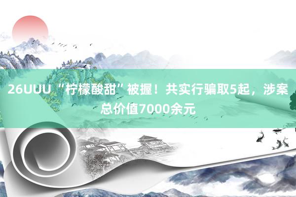 26UUU “柠檬酸甜”被握！共实行骗取5起，涉案总价值7000余元