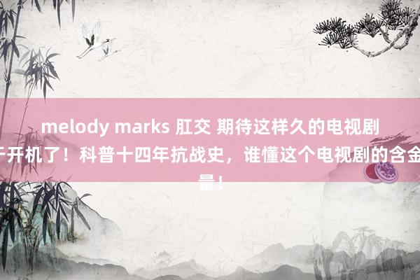 melody marks 肛交 期待这样久的电视剧终于开机了！科普十四年抗战史，谁懂这个电视剧的含金量！