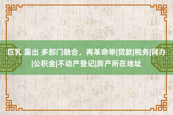 巨乳 露出 多部门融合，再革命举|贷款|税务|网办|公积金|不动产登记|房产所在地址