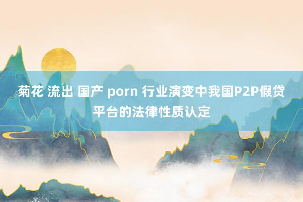 菊花 流出 国产 porn 行业演变中我国P2P假贷平台的法律性质认定